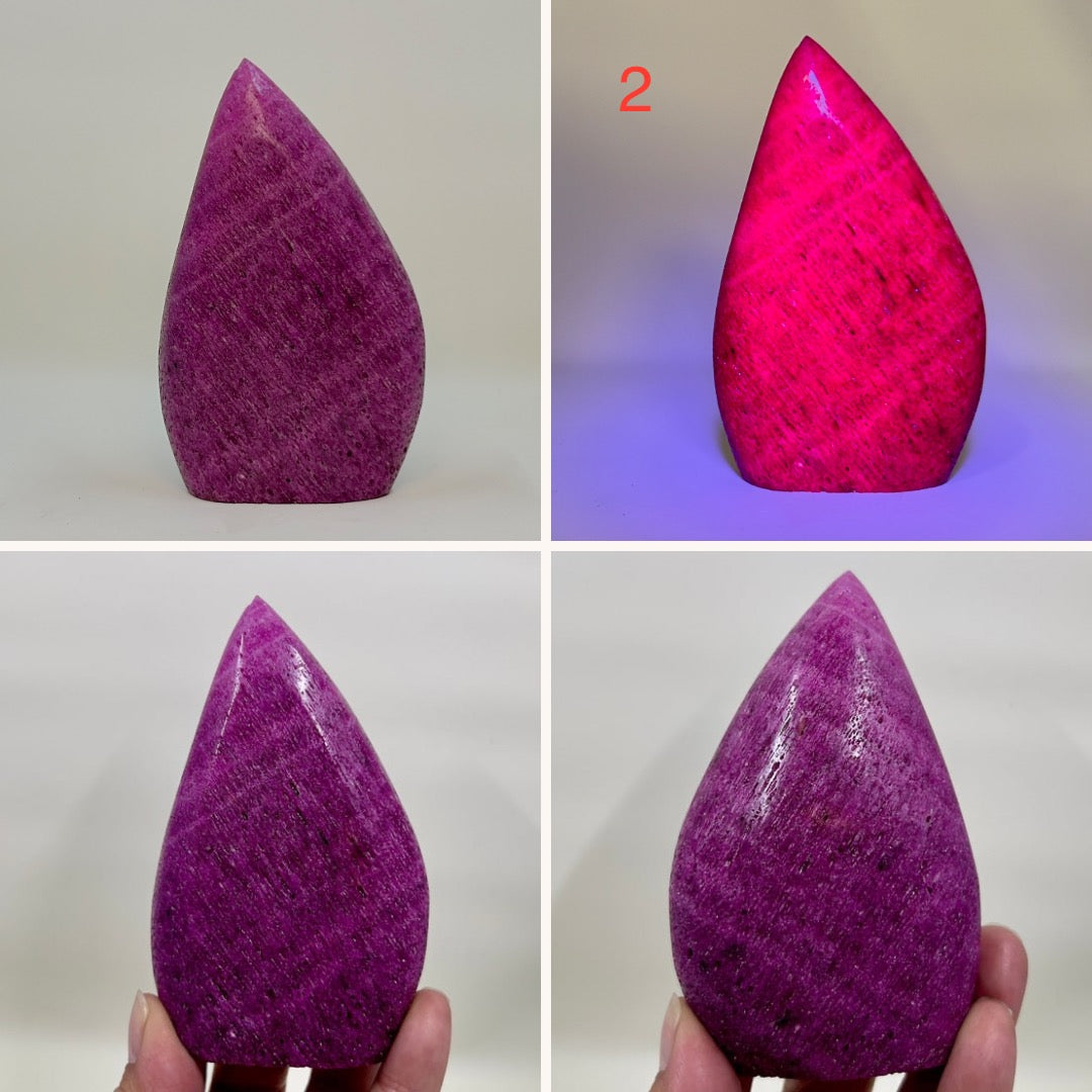 Honeycomb Ruby Flames UV Reactive Crystal Carvings YOU CHOOSE