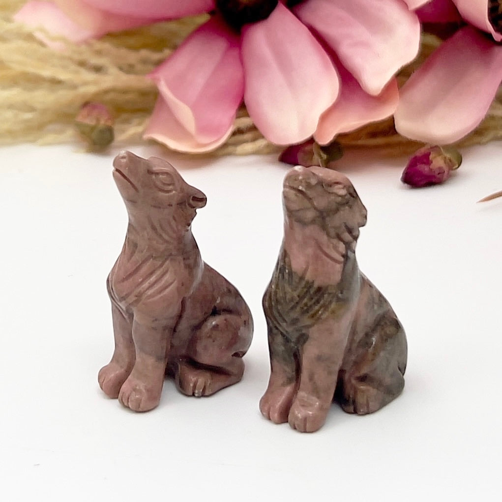 Unakite Jasper Small Wolves Dogs Crystal Carvings YOU CHOOSE