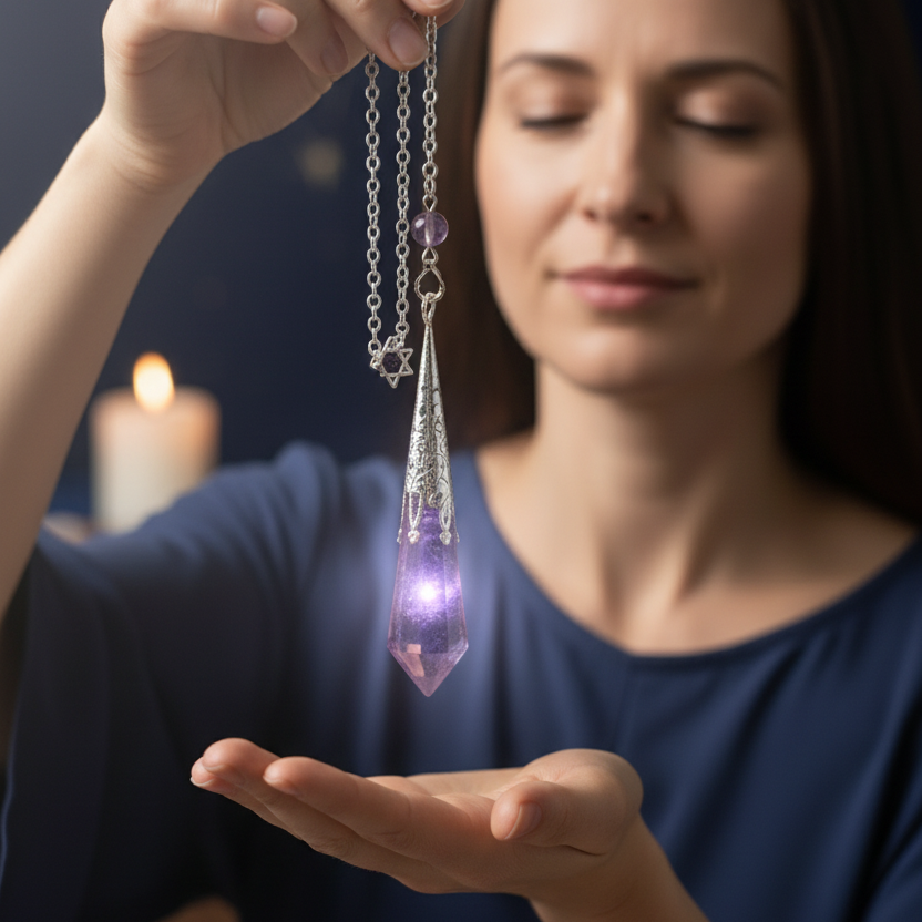 Crystal Pendulums Amethyst Precision Gemstone Chain Divination Manifestation Stone