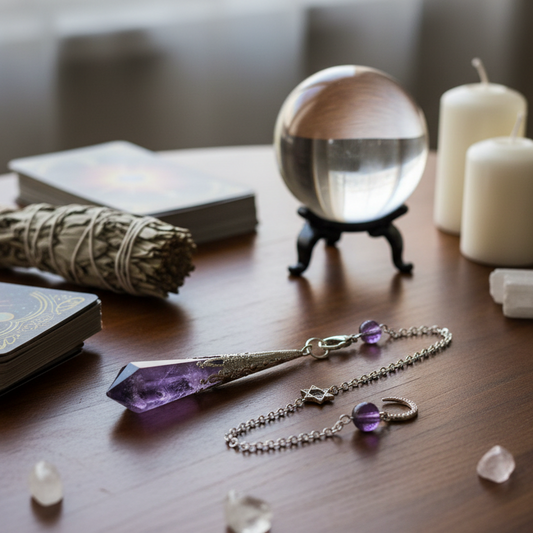 Crystal Pendulums Amethyst Precision Gemstone Chain Divination Manifestation Stone