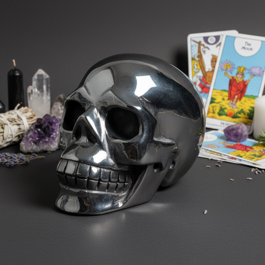 Terahertz Skull Healing Crystal Carving 537g