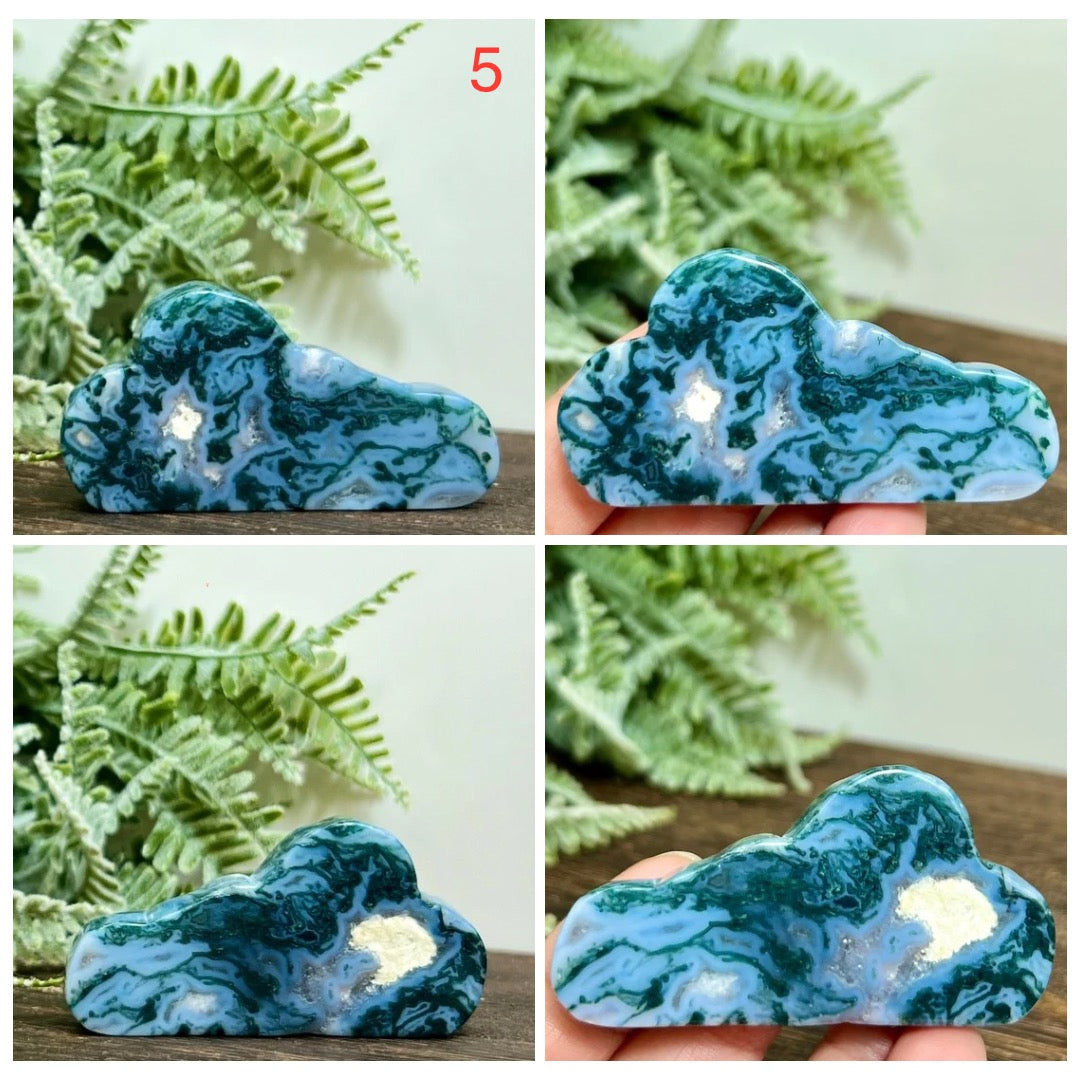 Moss Agate Clouds Self Standing Healing Crystal Carving YOU CHOOSE