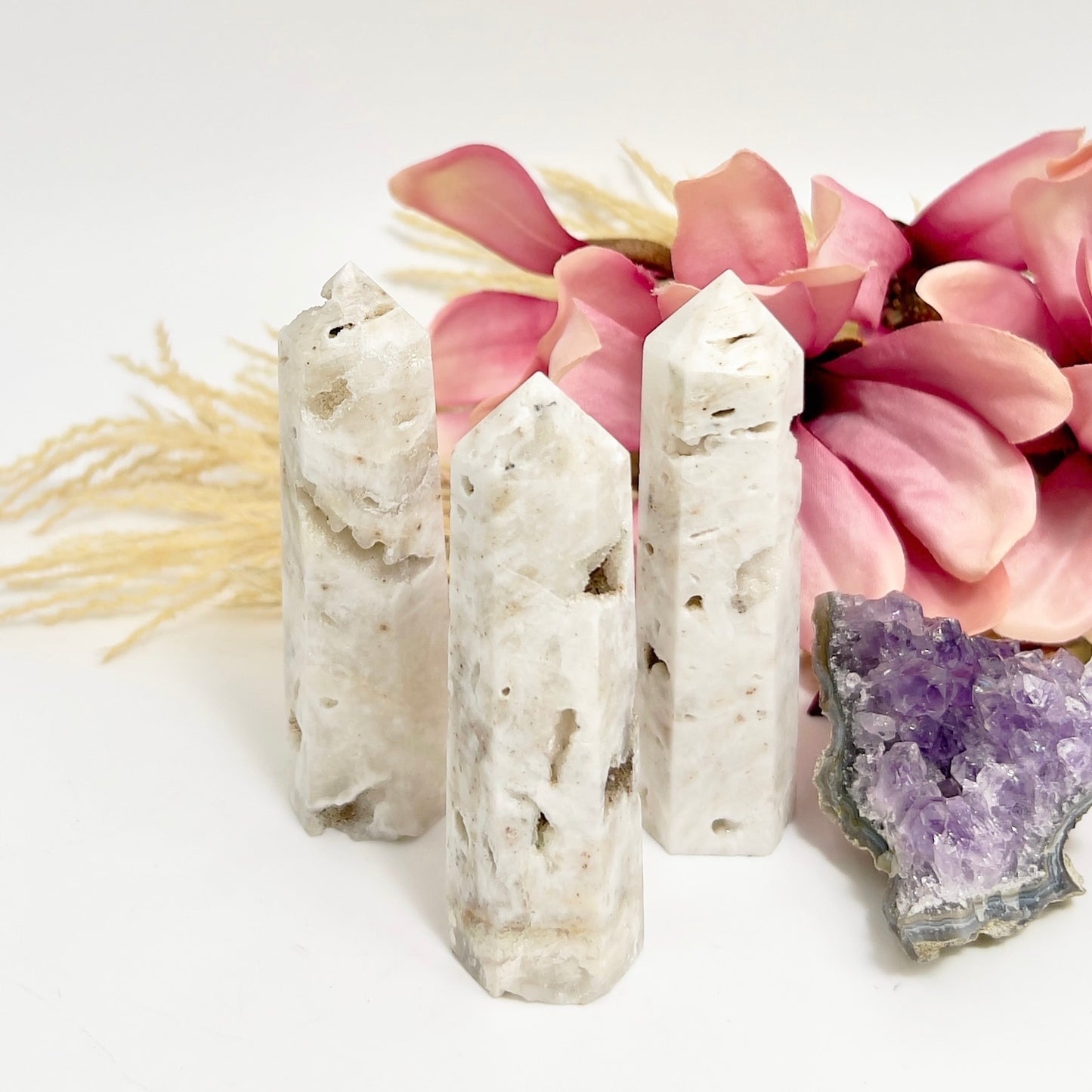 Druzy White Agate Points Towers Crystals YOU CHOOSE