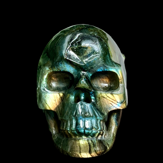 Labradorite Skull Hollow Jaw Healing Crystal Carving 948g