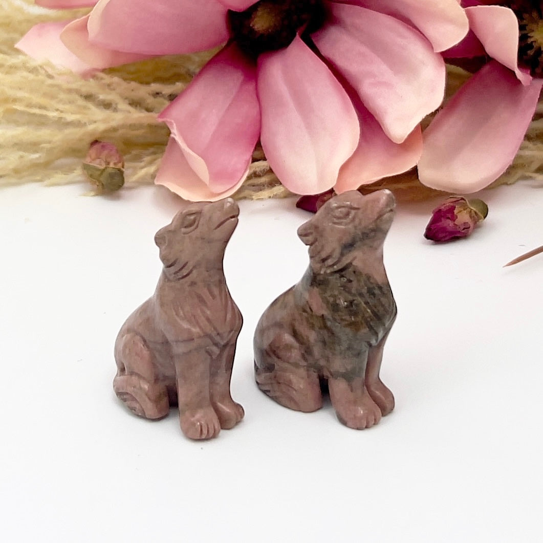 Unakite Jasper Small Wolves Dogs Crystal Carvings YOU CHOOSE