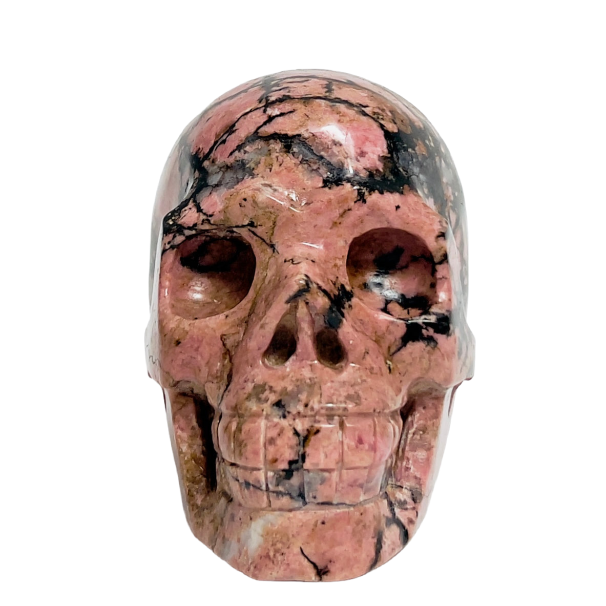 Rhodonite Skull Healing Crystal Carving 957g