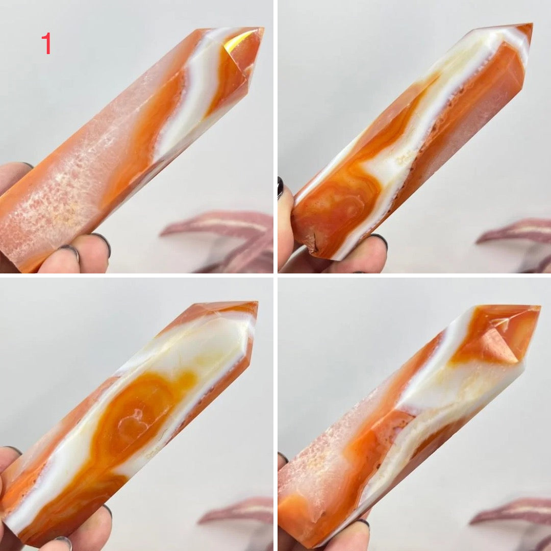 Carnelian Quartz Crystal Points Towers Generators YOU CHOOSE