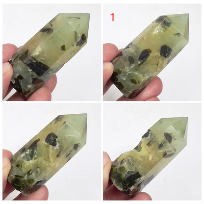 Prehnite with Epidote Points Towers Crystal Generators YOU CHOOSE