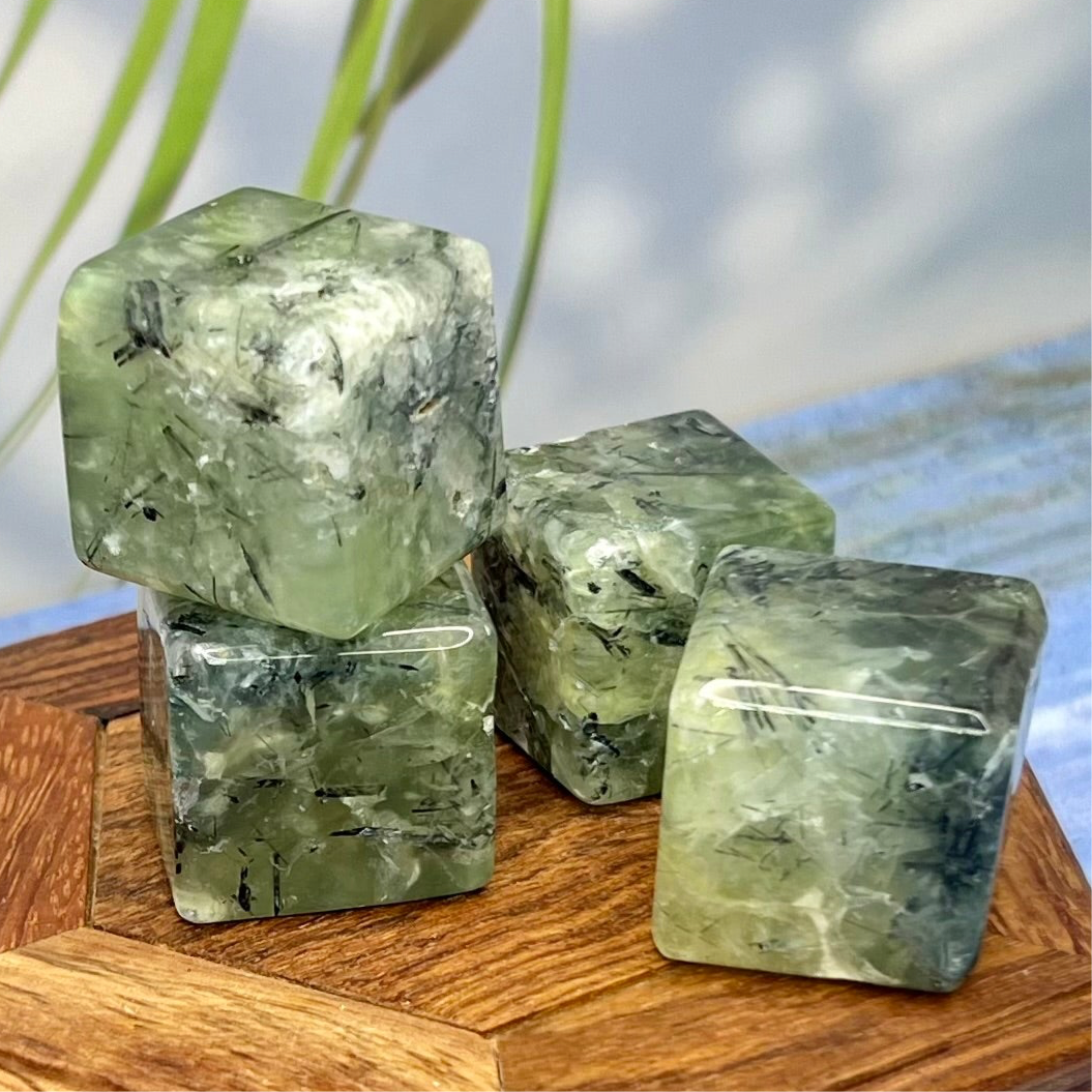 Prehnite with Epidote Cubes Crystal Carving YOU CHOOSE
