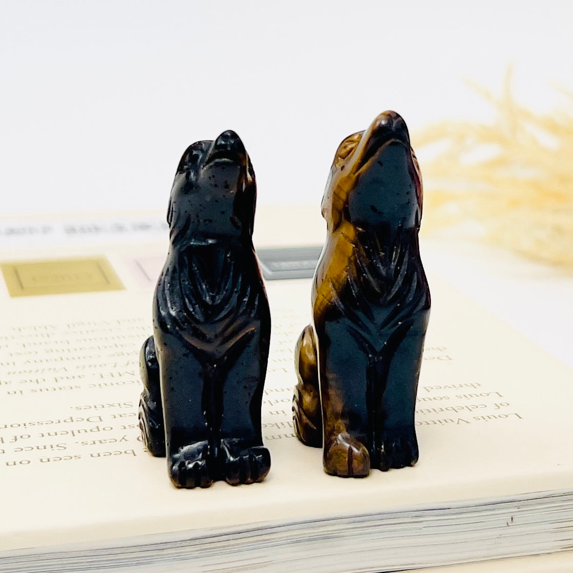 Small Tigers Eye Wolves Dogs Crystal Carvings YOU CHOOSE