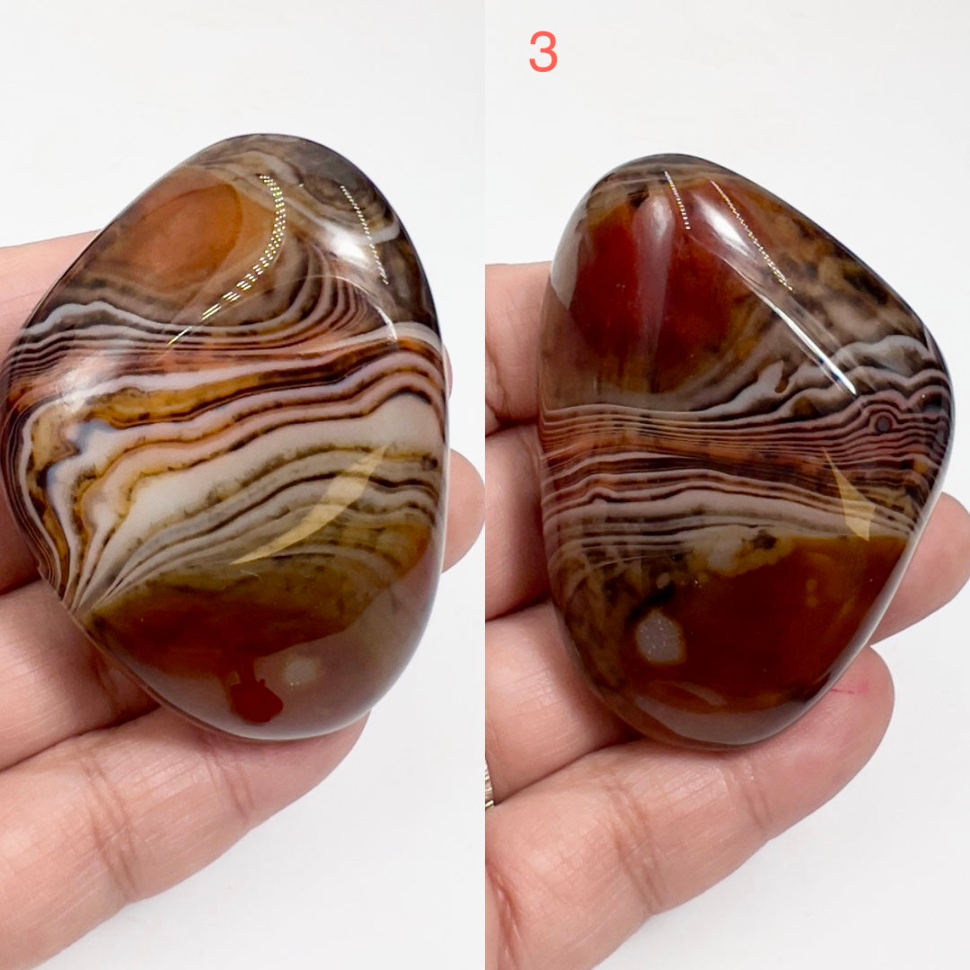 Sardonyx Chalcedony Onyx Palm Stone Meditation Crystals YOU CHOOSE