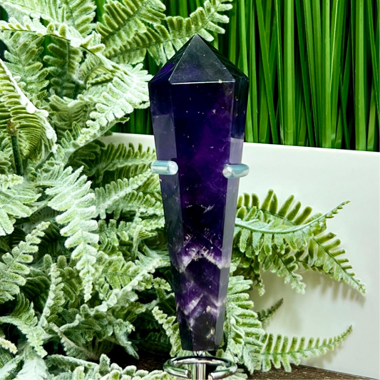 Chevron Dream Amethyst Prism with Stand Healing Crystal Carving 114g