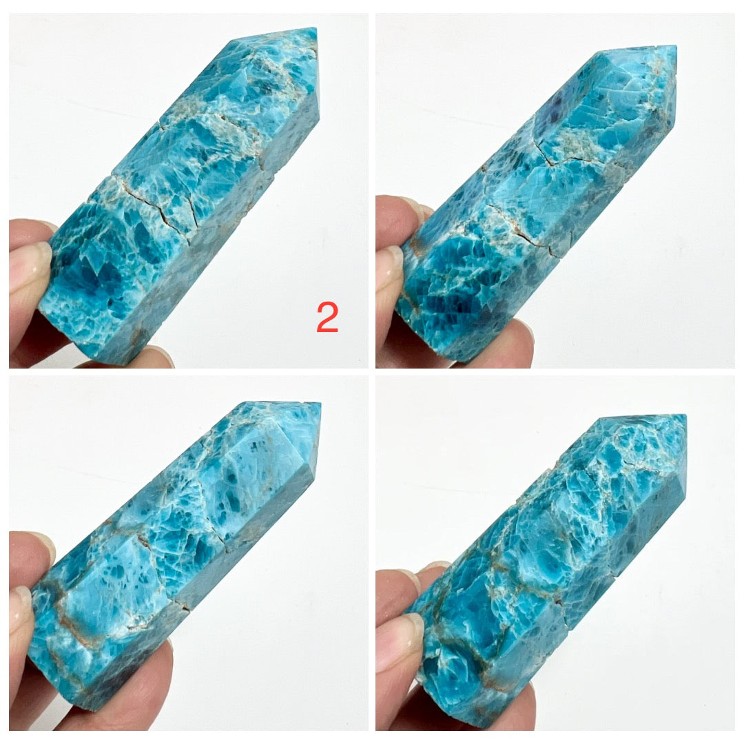 Blue Apatite Points Towers Crystal Generator YOU CHOOSE