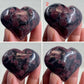 Garnet in Arfvedsonite Hearts Crystal Carvings YOU CHOOSE