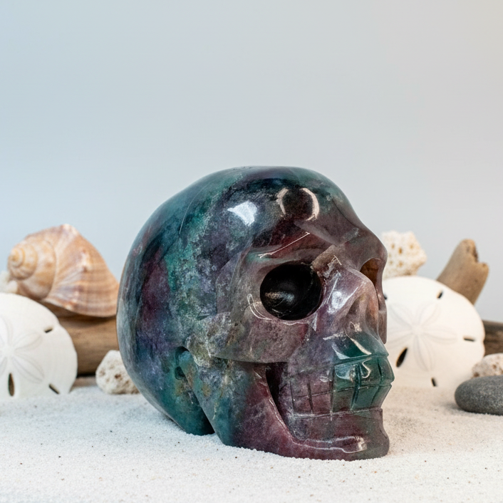 Ocean Sea Jasper Skull Crystal Skull Carving 470g