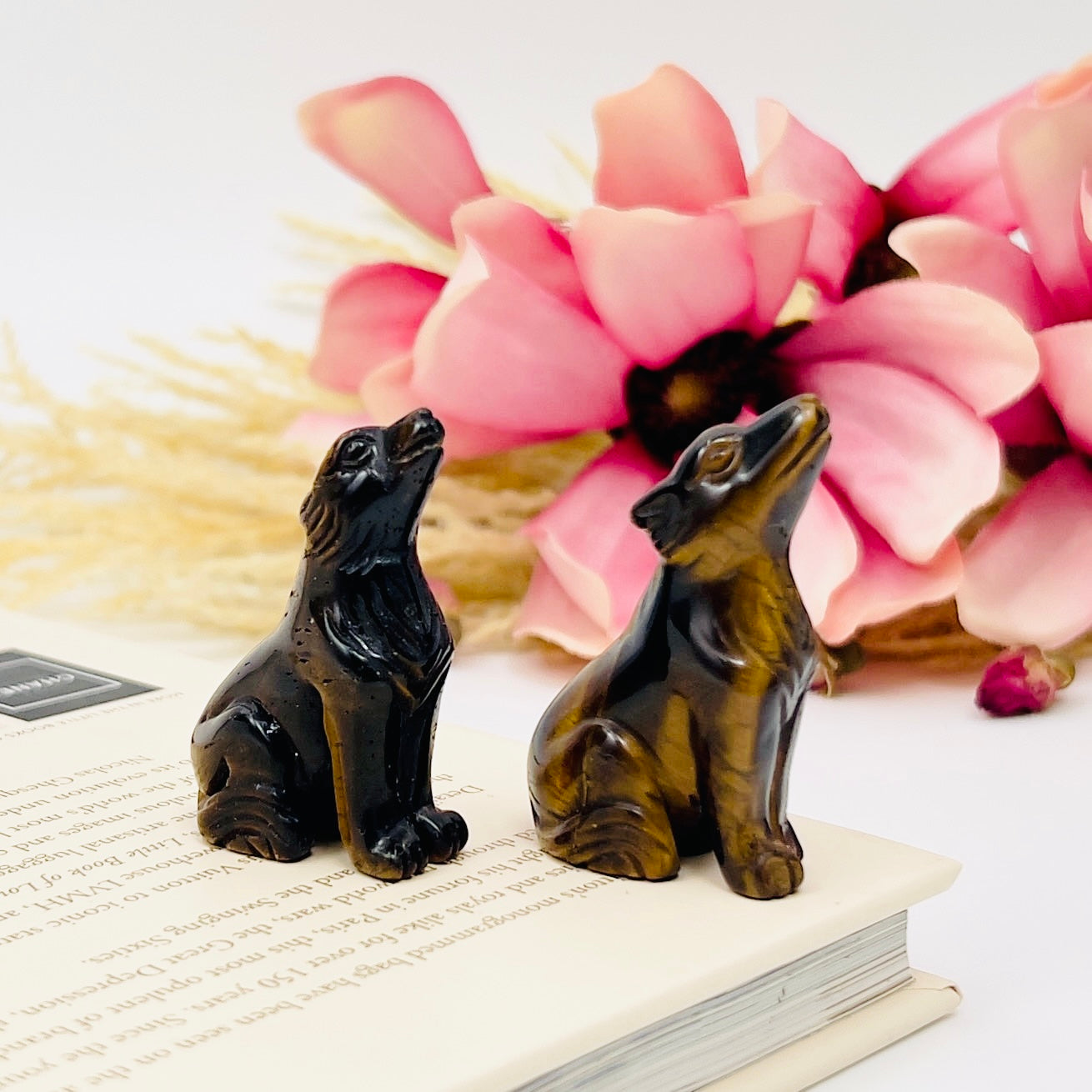 Small Tigers Eye Wolves Dogs Crystal Carvings YOU CHOOSE