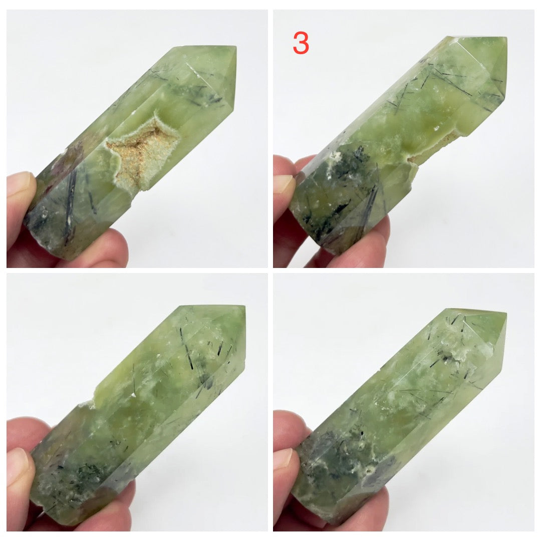 Prehnite with Epidote Points Towers Crystal Generators YOU CHOOSE