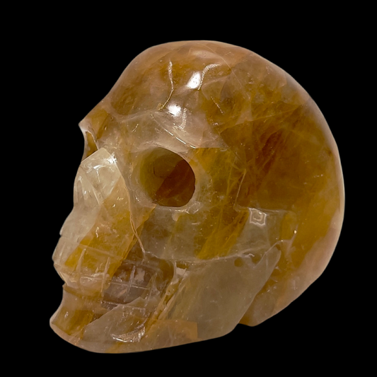 Golden Healer Quartz Skull Healing Crystal Carving 994g