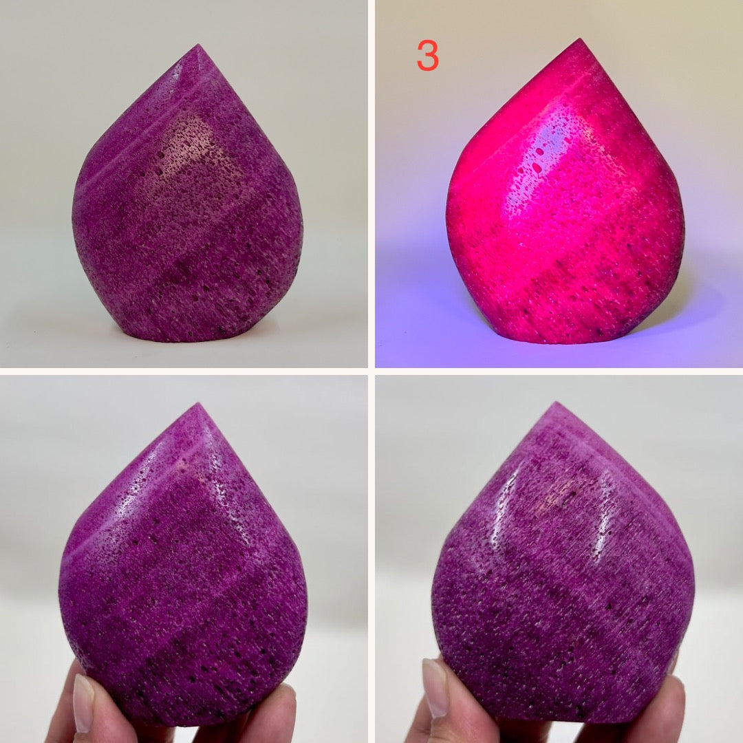 Honeycomb Ruby Flames UV Reactive Crystal Carvings YOU CHOOSE