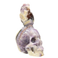 Chevron Dream Amethyst Owl on Skull Hollow Jaw  Crystal Carving 700g