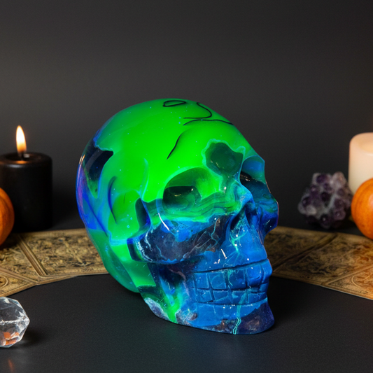 Volcanic Agate Skull UV Reactive Healing Crystal Carving 524g