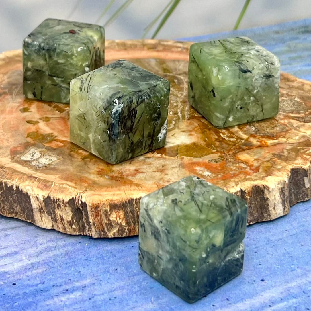 Prehnite with Epidote Cubes Crystal Carving YOU CHOOSE