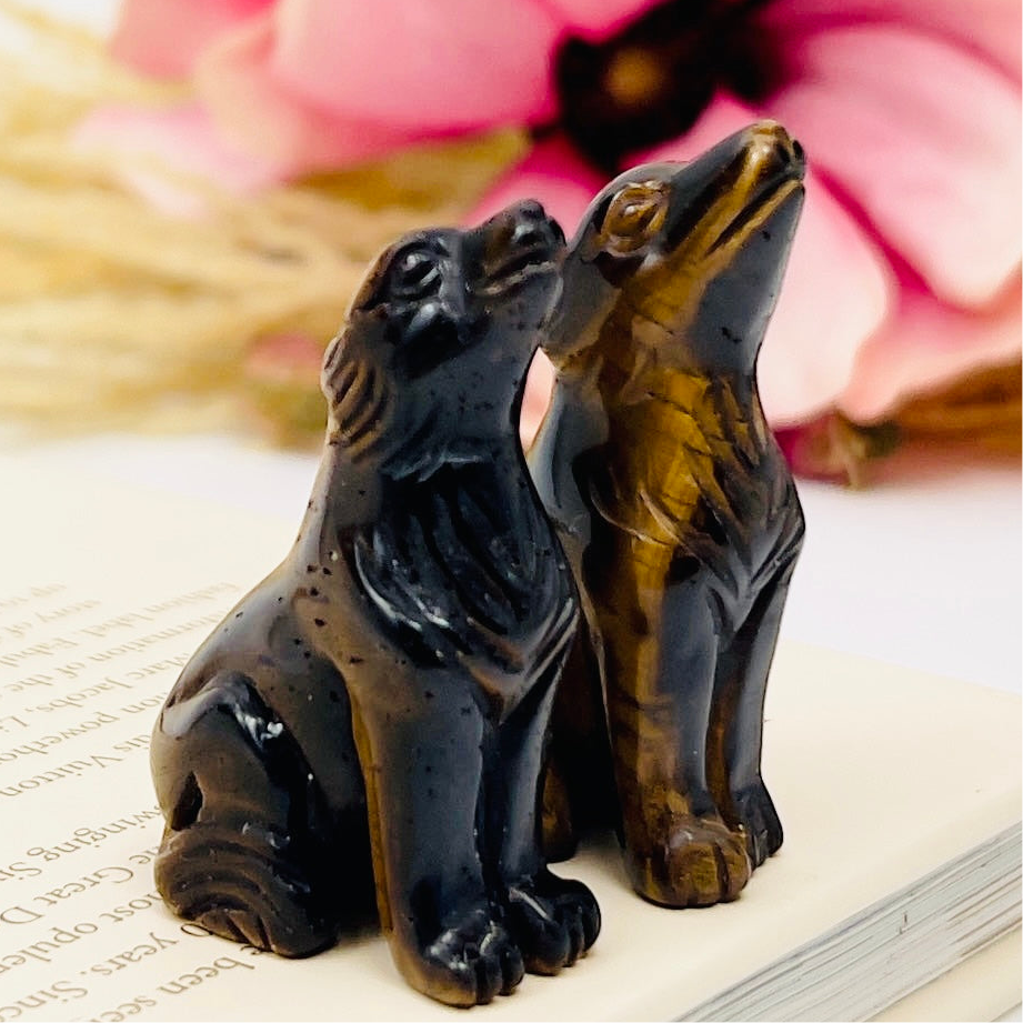 Small Tigers Eye Wolves Dogs Crystal Carvings YOU CHOOSE
