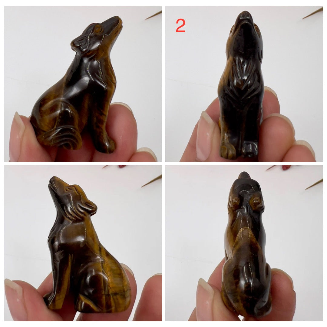 Small Tigers Eye Wolves Dogs Crystal Carvings YOU CHOOSE