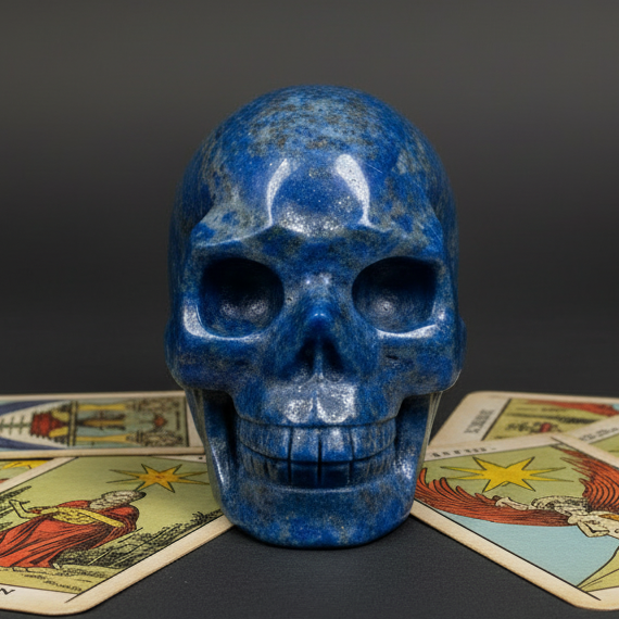 Lapis Lazuli with Pyrite Skull Healing Crystal Carving 609g