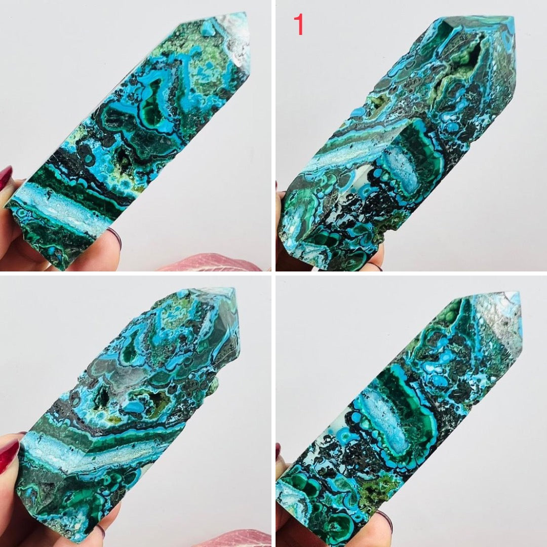 Chrysocolla Malachite Shattuckite Points Towers Crystal YOU CHOOSE