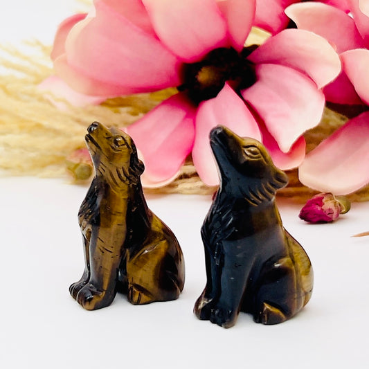 Small Tigers Eye Wolves Dogs Crystal Carvings YOU CHOOSE
