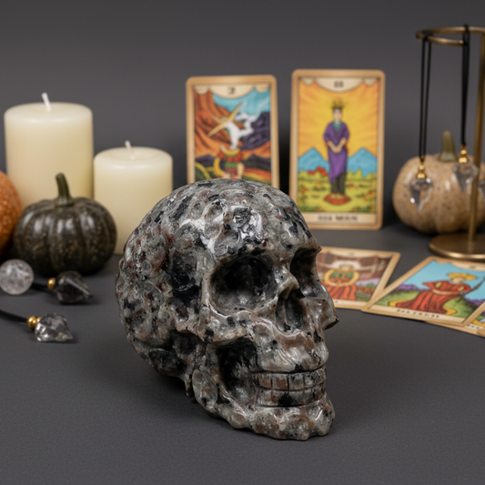 Yooperlite Skull Filigree Design UV Reactive Healing Crystal Carving 578g