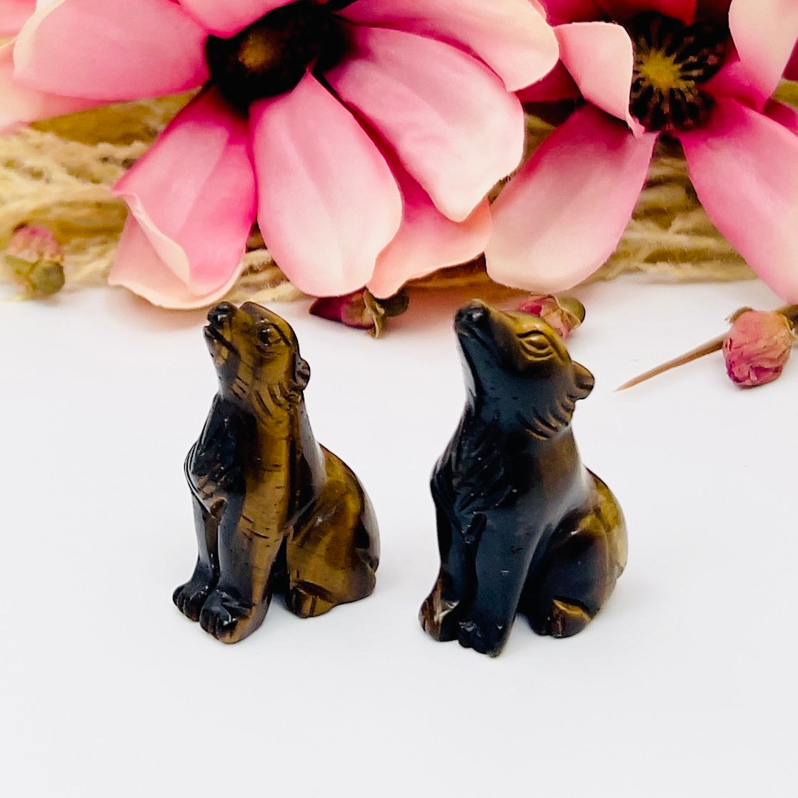 Small Tigers Eye Wolves Dogs Crystal Carvings YOU CHOOSE