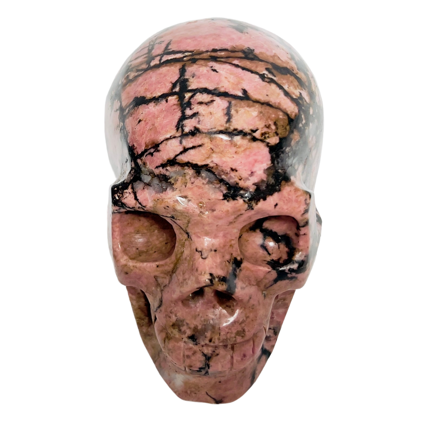 Rhodonite Skull Healing Crystal Carving 957g