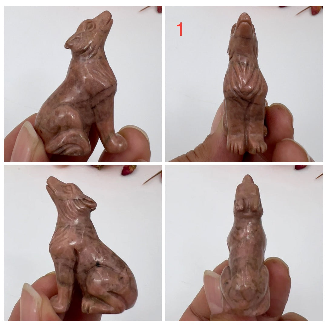 Unakite Jasper Small Wolves Dogs Crystal Carvings YOU CHOOSE