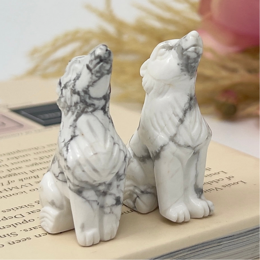 Small Howlite Wolves Dogs Crystal Carvings YOU CHOOSE