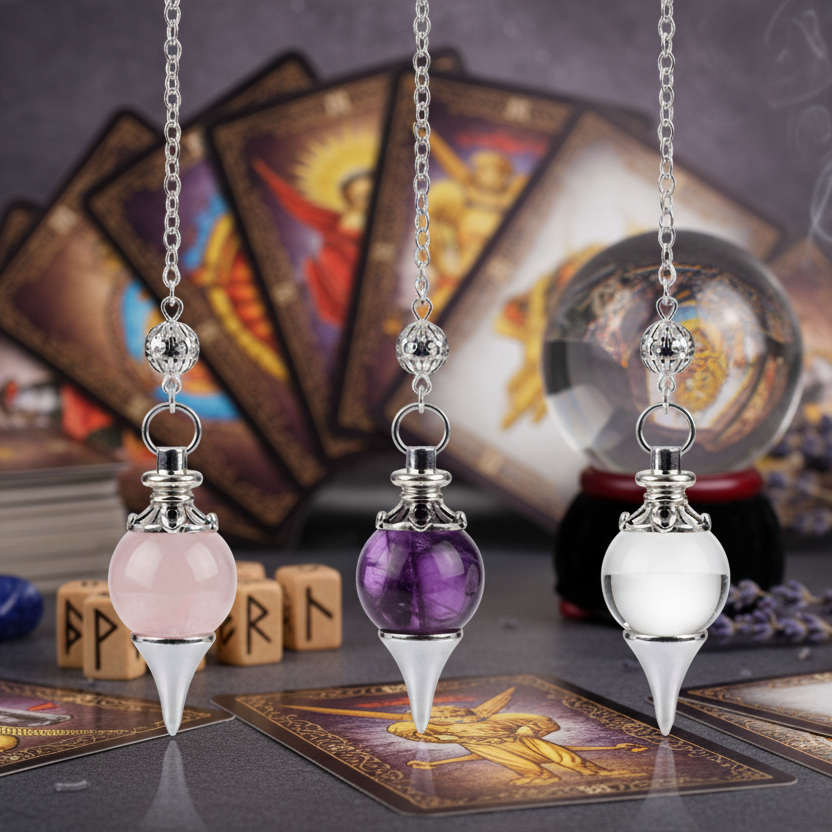 Crystal Pendulums Clear Rose Quartz Amethyst Gemstone Divination Manifestation