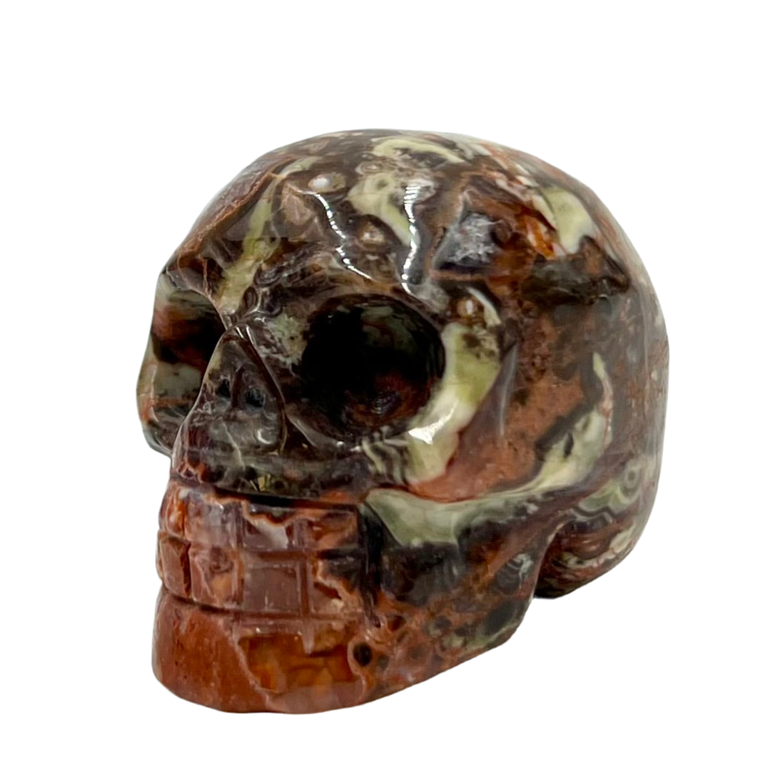 Money Agate Indonesian bloodstone Skull 2 Inches Rare Hand Carved Crystal Carving
