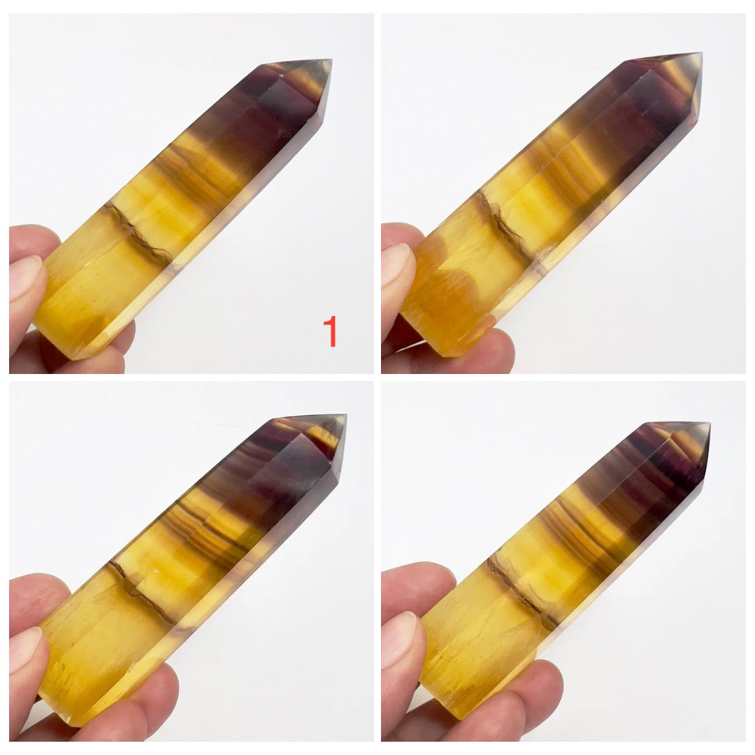 Yellow Purple Fluorite Points Towers Crystal Generators YOU CHOOSE