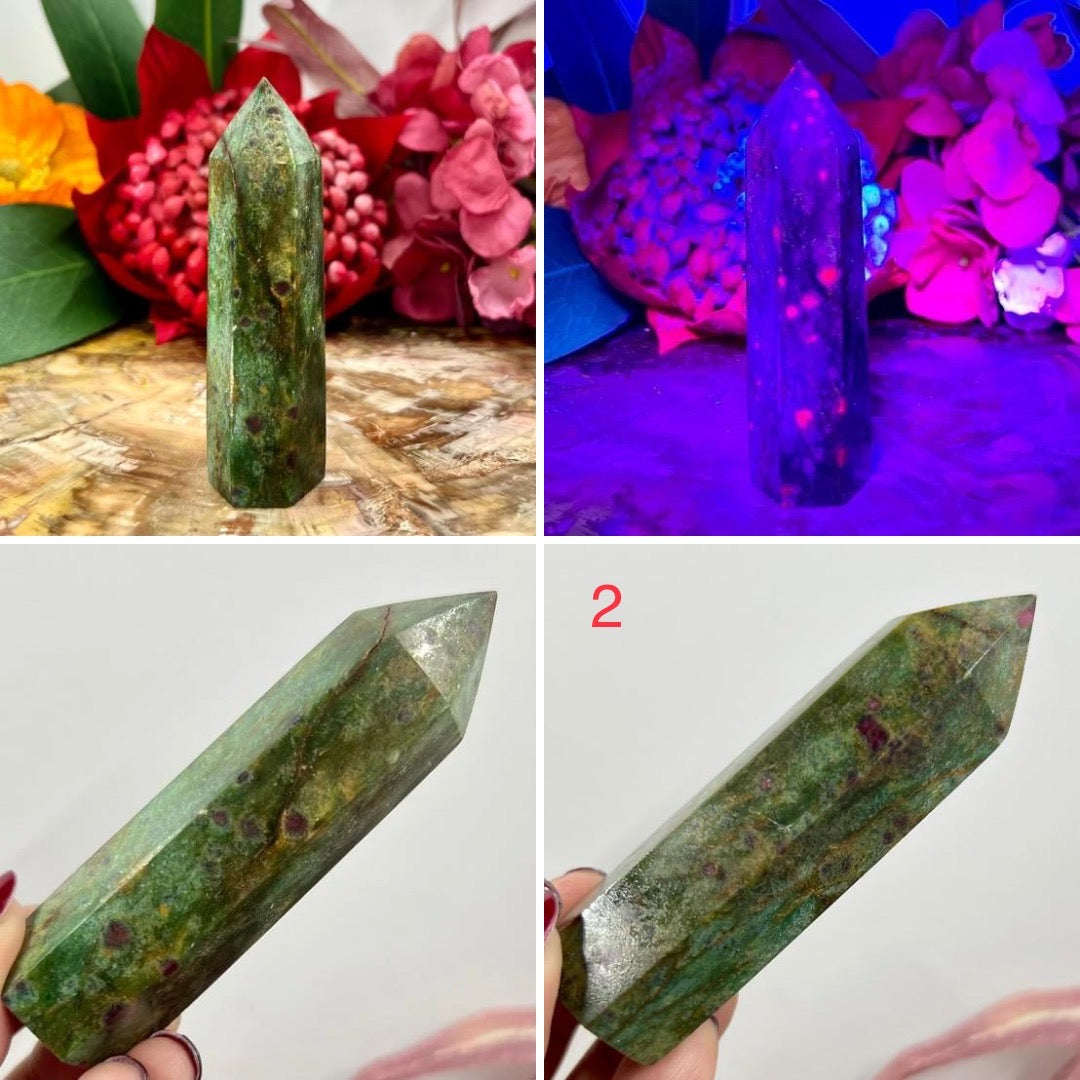 Ruby in Fuchsite Points Towers Crystal Generators YOU CHOOSE