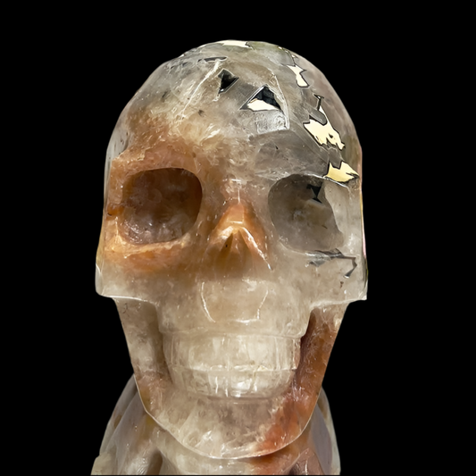 Mosaic Chalcedony Quartz Rare Skull Healing Crystal Carving 1006g