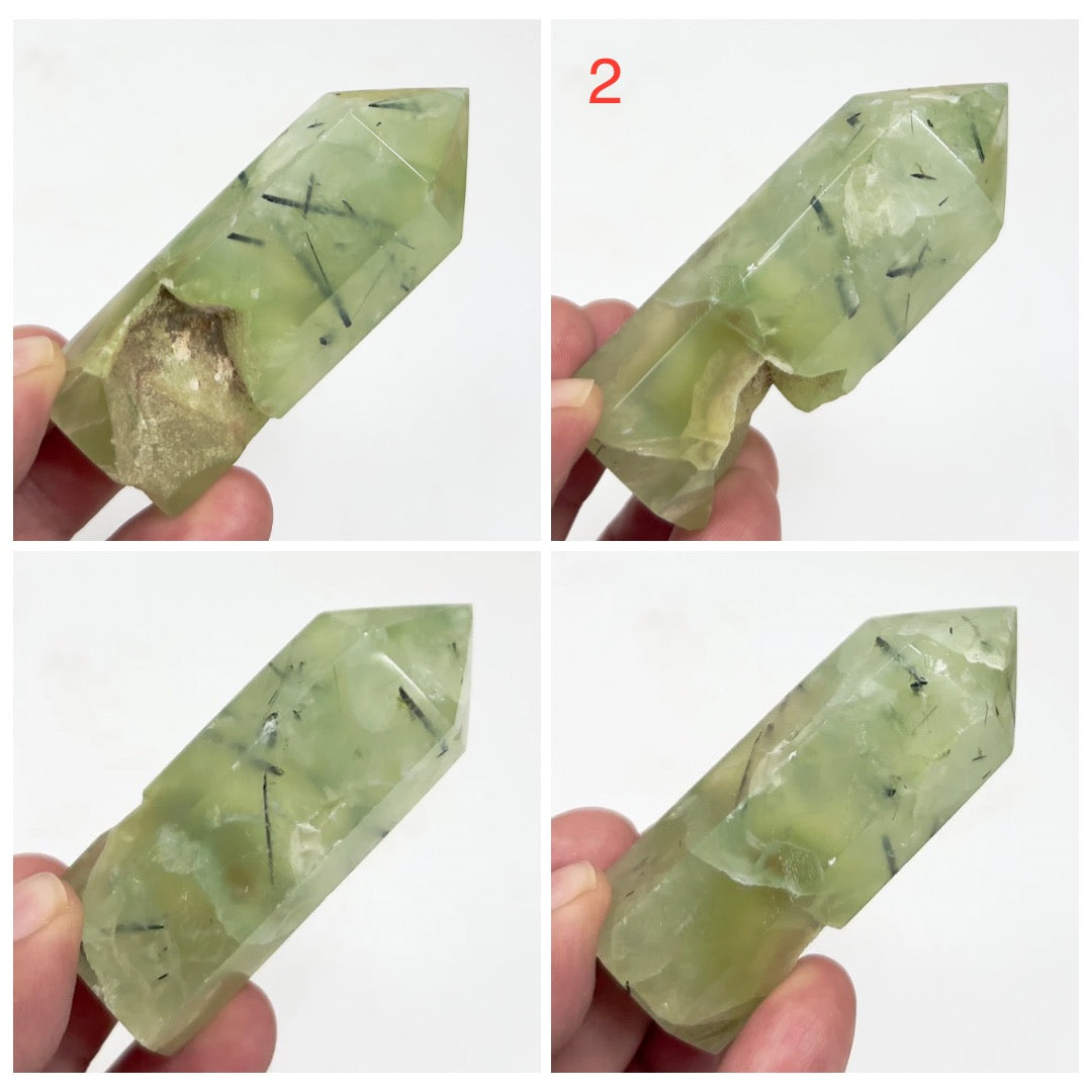 Prehnite with Epidote Points Towers Crystal Generators YOU CHOOSE