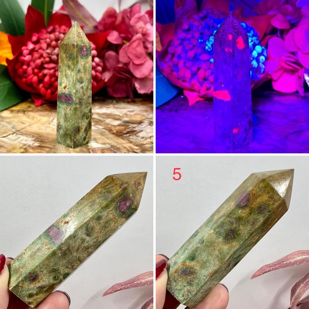 Ruby in Fuchsite Points Towers Crystal Generators YOU CHOOSE