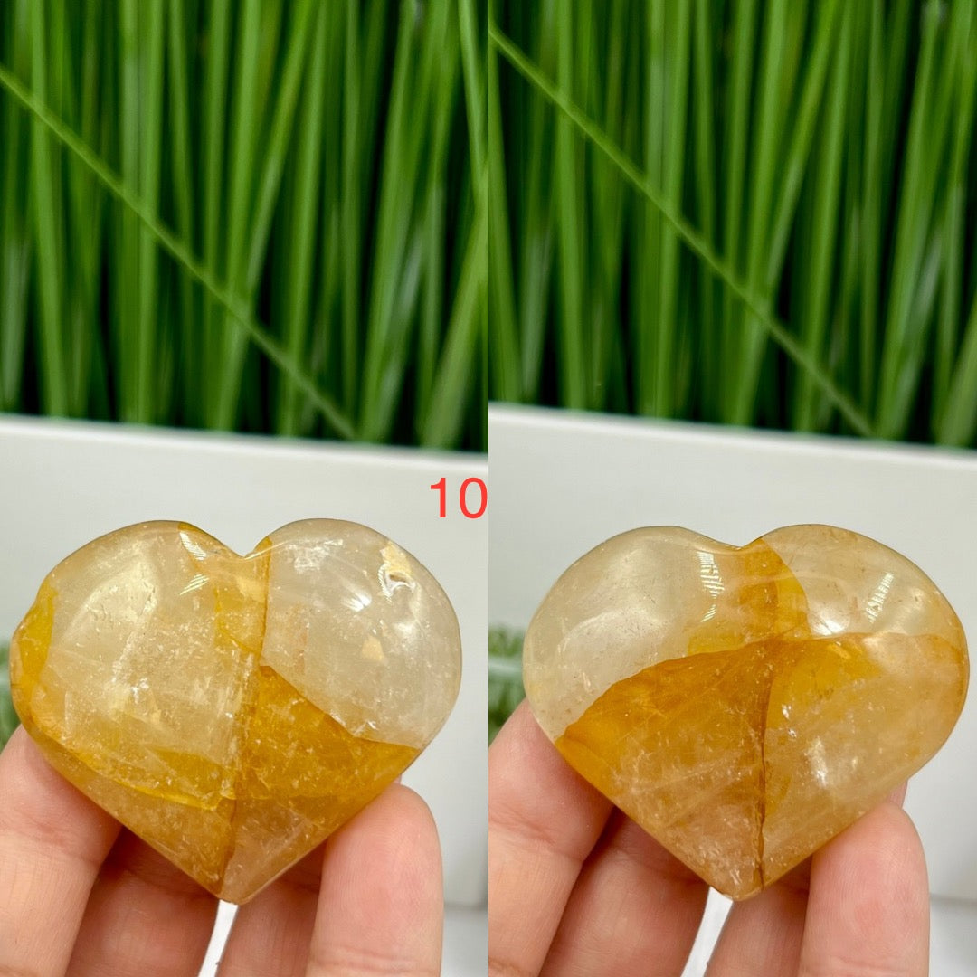 Golden Healer Quartz Hearts High Quality Crystal Carvings YOU CHOOSE