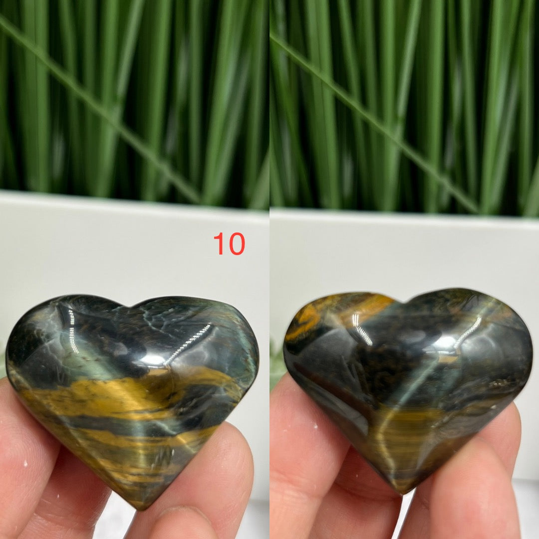 Blue Tigers Eye Hawks Eye Hearts Crystal Carvings YOU CHOOSE