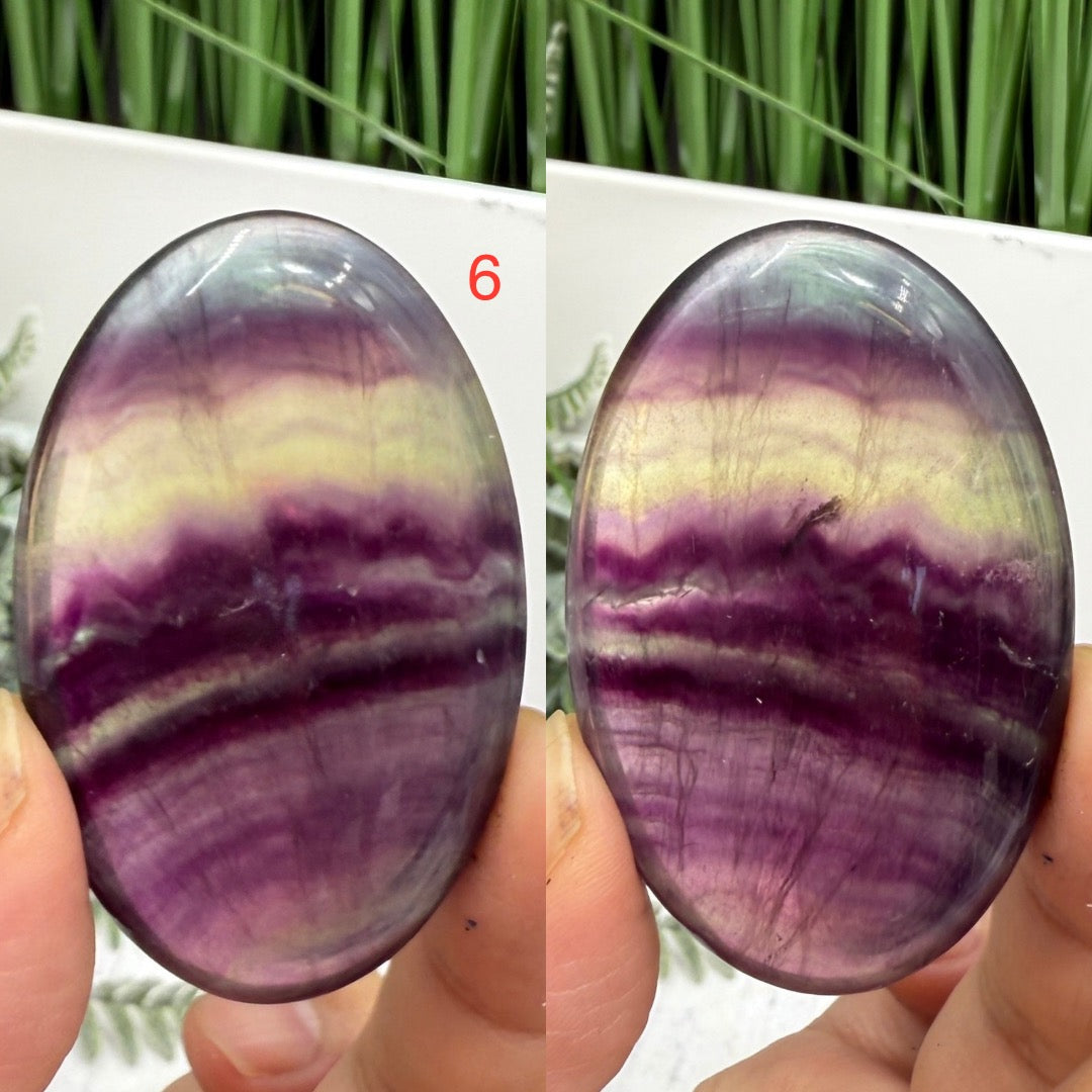 Rainbow Fluorite Palm Stones Worry Healing Crystals YOU CHOOSE