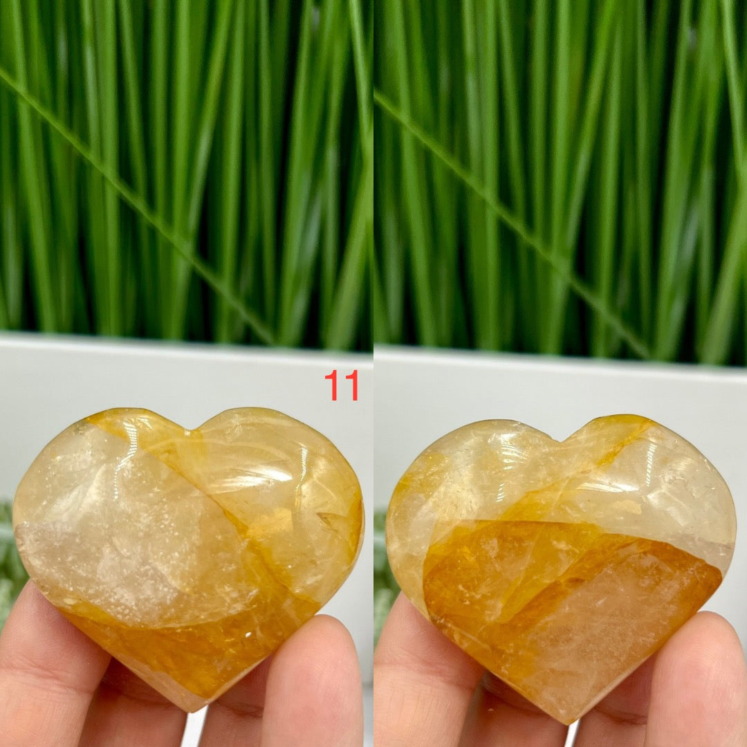Golden Healer Quartz Hearts High Quality Crystal Carvings YOU CHOOSE