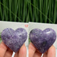 Lepidolite Purple Mica Hearts Healing Crystal Carvings YOU CHOOSE