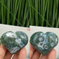 Moss Agate Hearts Crystal Carvings YOU CHOOSE