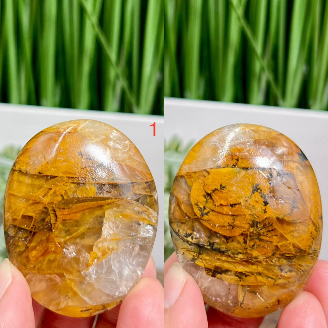 Dendritic Golden Healer Quartz Palm Stones Worry Crystals YOU CHOOSE